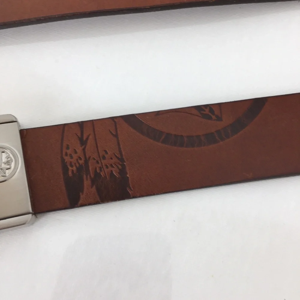 NFL Washington Redskins Commanders Old Logo Tooled Leather Belt Brown Men’s 40